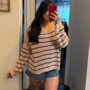Pink Lily size XL striped long sleeve sweater